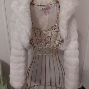 White Faux Fur Bolero Jacket